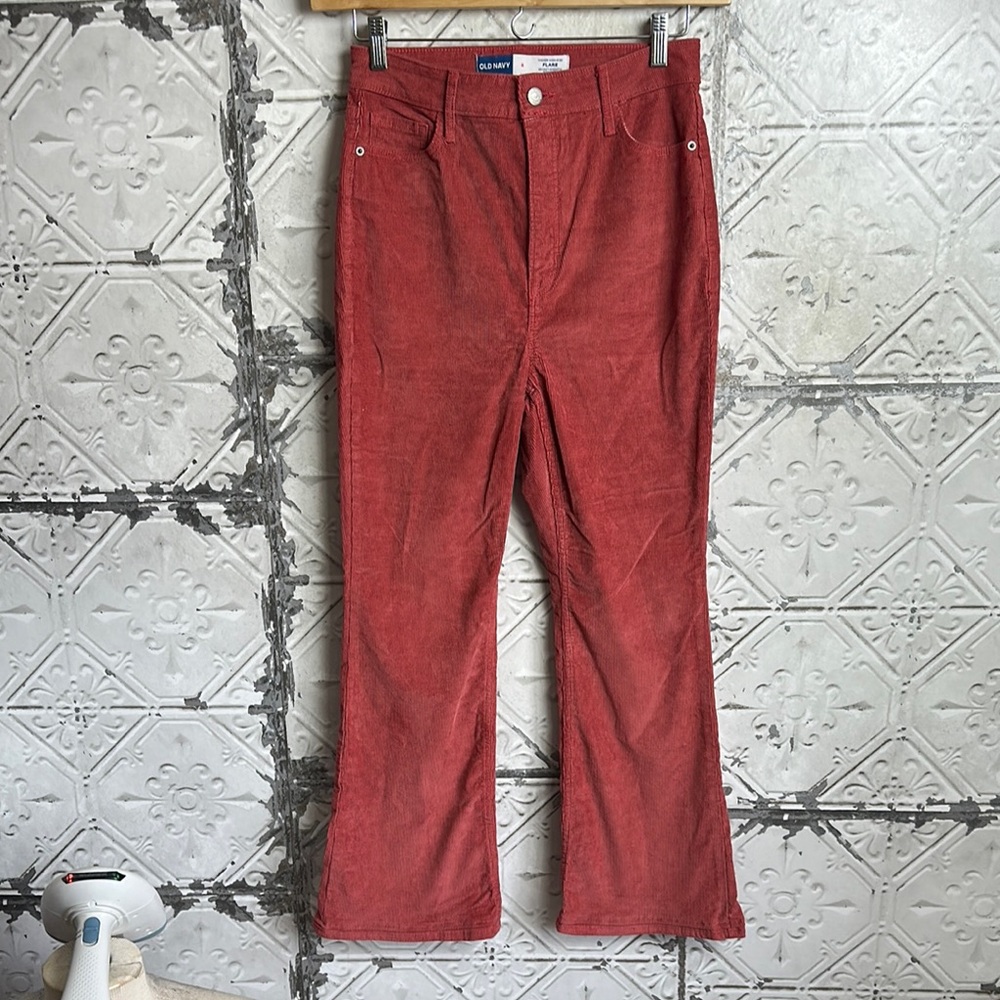 Red high rise flare Corduroy Pants